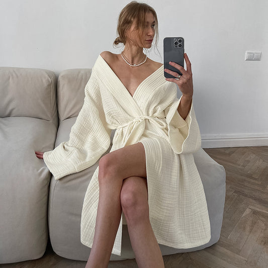 Pure Cotton Nightgown European And American Breathable Comfortable Soft