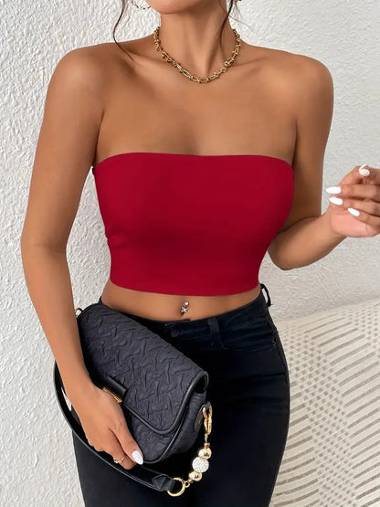 Sexy Navel Tube Top Strap Vest Outer Wear Tank-top