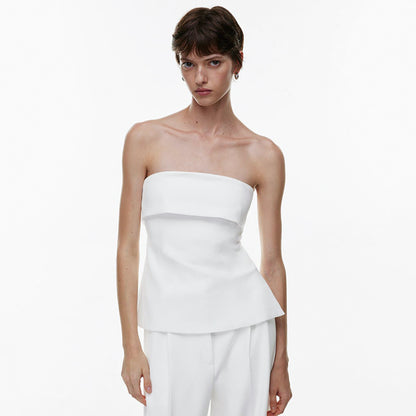 Tube Top Backless Slim Fit Slit T-shirt Top
