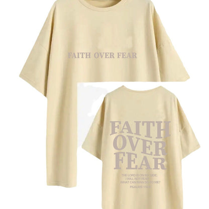 "Faith Over Fear" Letter Printed T-shirt Women's Fashion