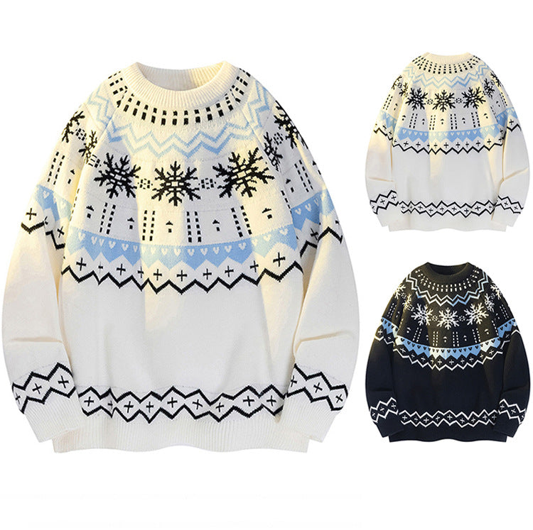 Mens Knitted Sweater With Snowflake Design