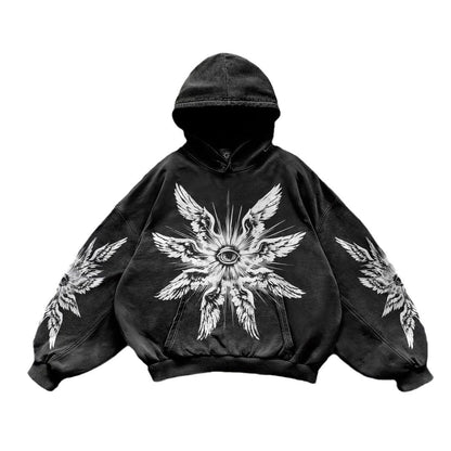 Men angel print hoodie.