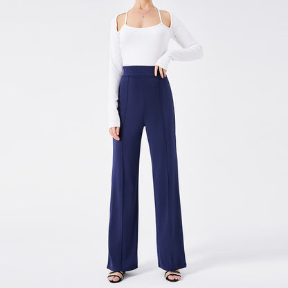 Solid Color Casual Pants Slim High-waisted Bell Bottoms