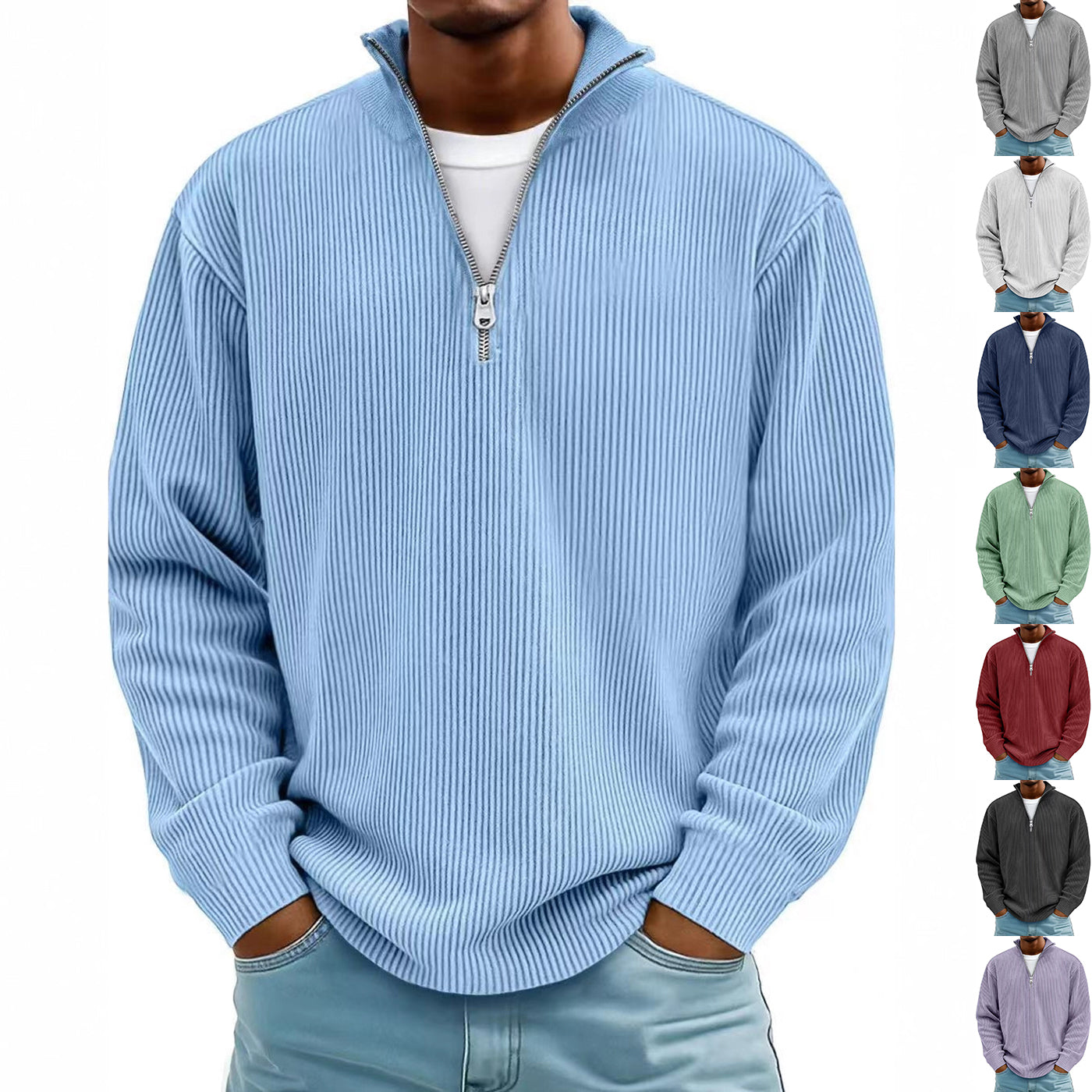 Mens Quater zipper Collar Sweatshirt