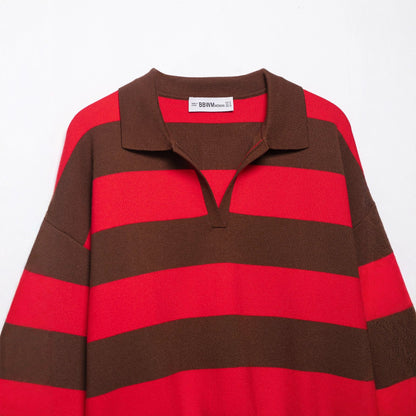 Autumn New Loose Pullover Women's Polo Collar Knitwear Top