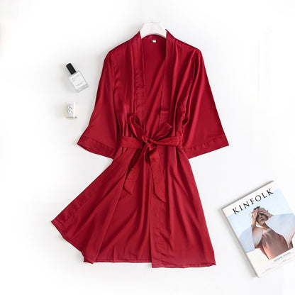 New Summer Robe Lace-up Ice Silk Women