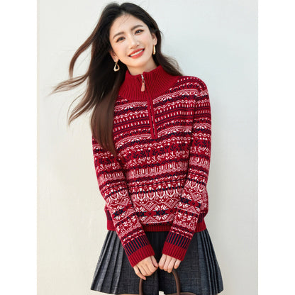 Women's Retro Jacquard Embroidered Knitwear