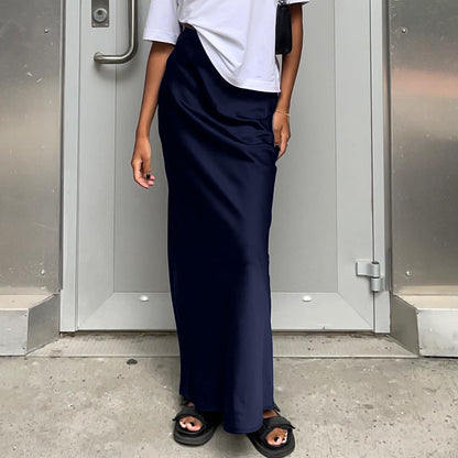 Women's Fashion Casual Satin Silk Skirt