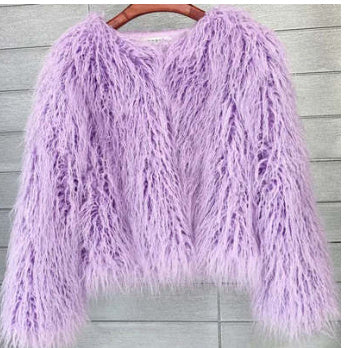 Furry Faux Fur Coat Plus Size Womens