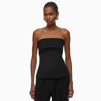 Tube Top Backless Slim Fit Slit T-shirt Top