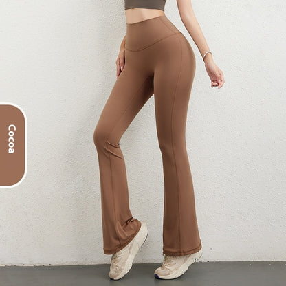 Women's Hip Raise High Waist Pocket Sports Bell-bottom Pants