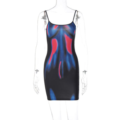 Aura Printing Slim Hip Dress