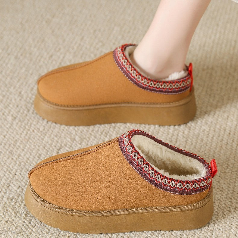 Fleece-lined Warm Closed Toe Half Slippers