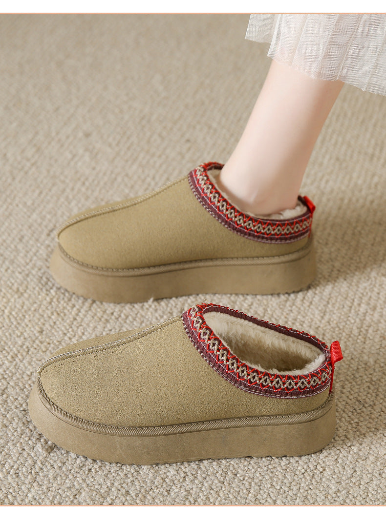 Fleece-lined Warm Closed Toe Half Slippers