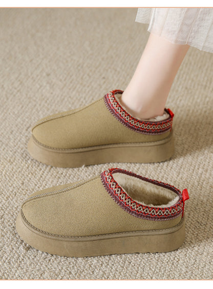 Fleece-lined Warm Closed Toe Half Slippers