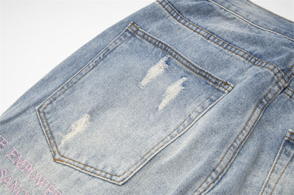 Ripped Beggar Denim Trousers For Men And Women