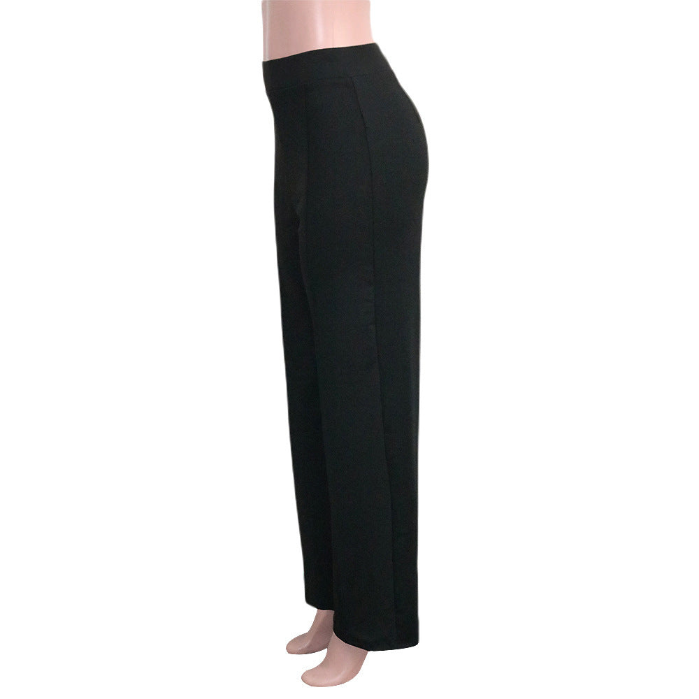 Solid Color Casual Pants Slim High-waisted Bell Bottoms