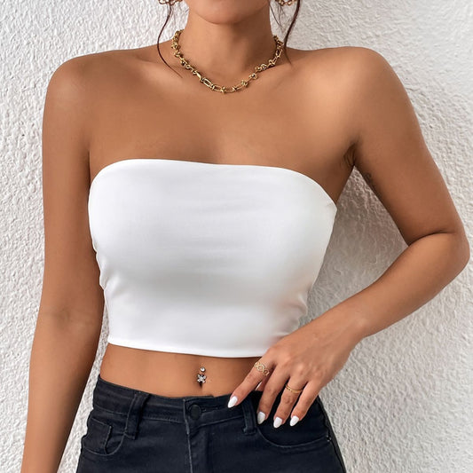 Sexy Navel Tube Top Strap Vest Outer Wear Tank-top
