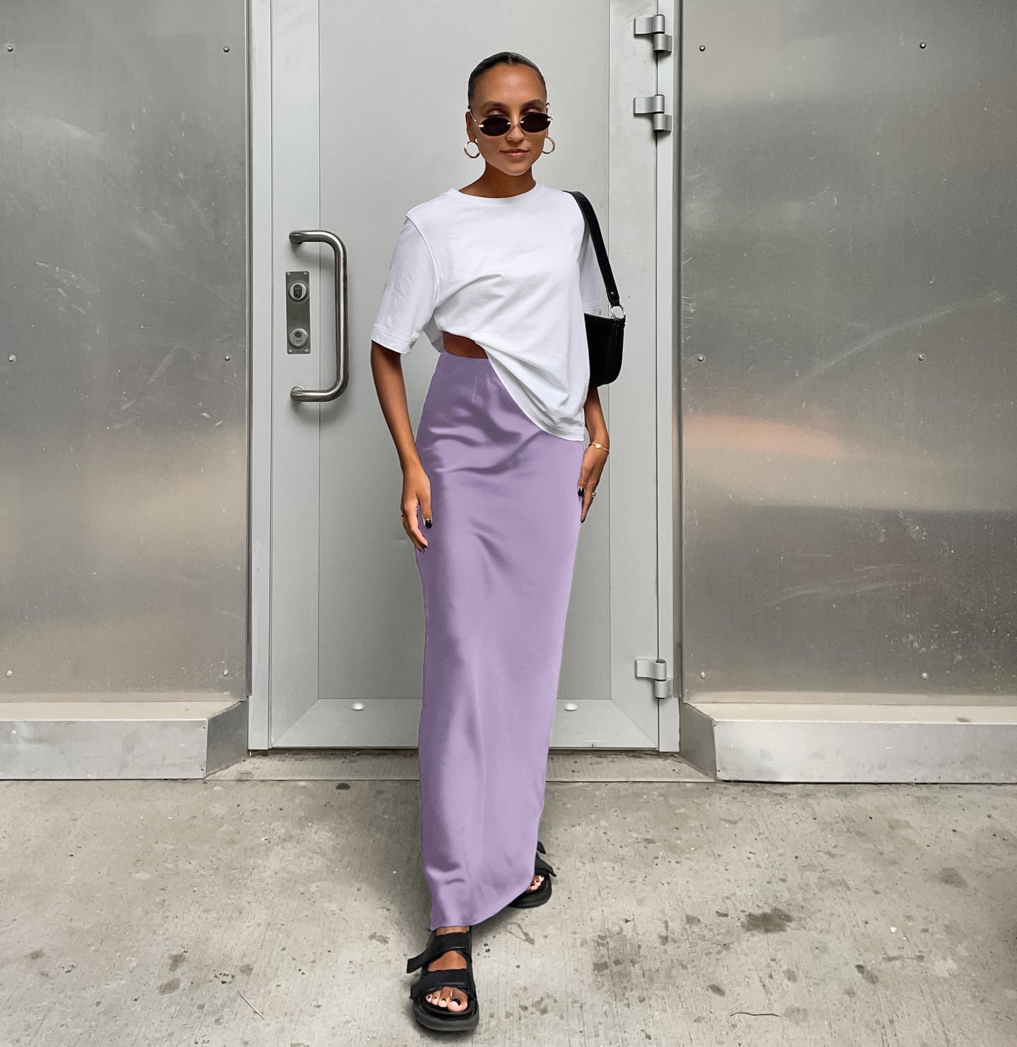 Women's Fashion Casual Satin Silk Skirt