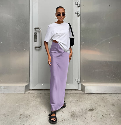Women's Fashion Casual Satin Silk Skirt