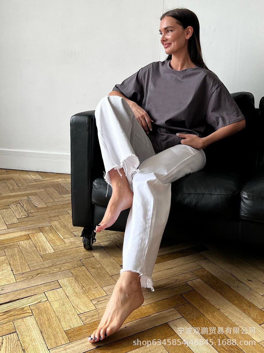 Women's Pure Cotton Short Sleeve T-shirt Top