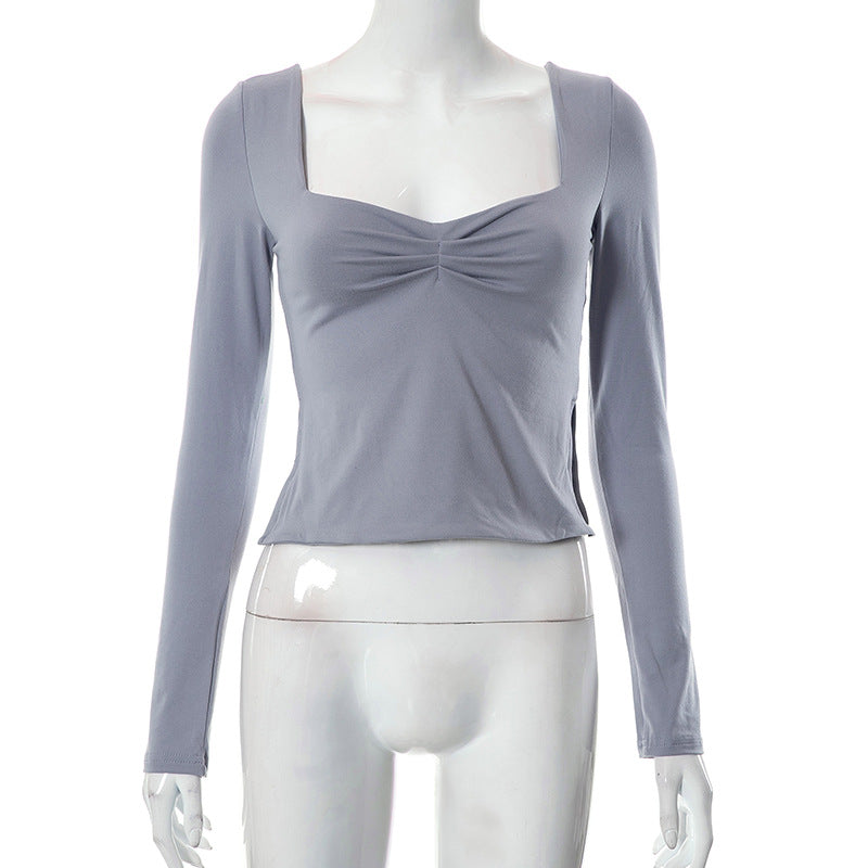 Autumn Solid Color Long Sleeve Top