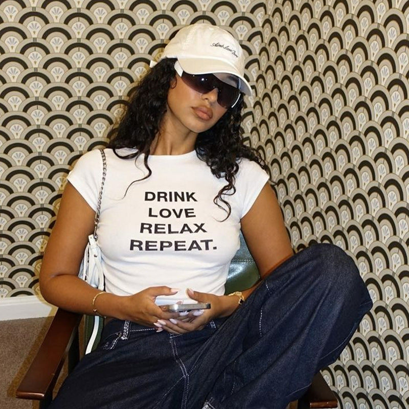 Womens American Round Neck Short Sleeve
