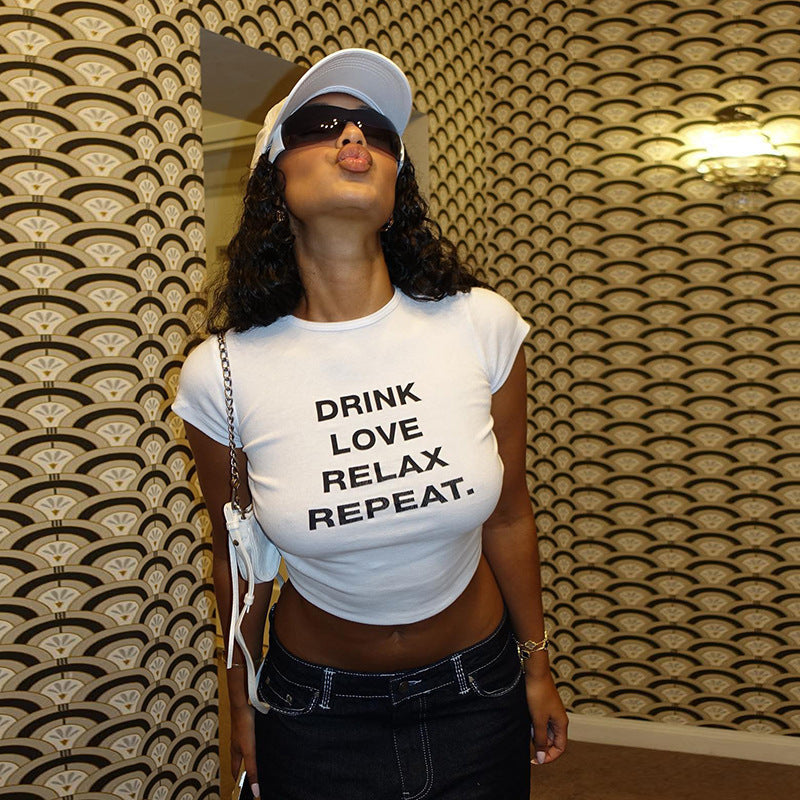 Womens American Round Neck Short Sleeve