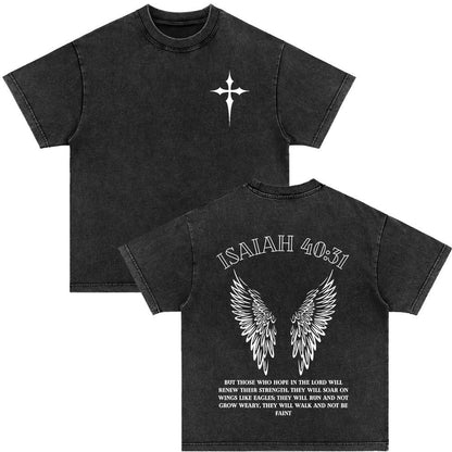 Retro Christ print Short-sleeved Shirt