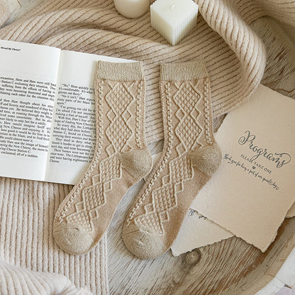 Solid Color Fashion Warm Classic Pattern Wool Socks