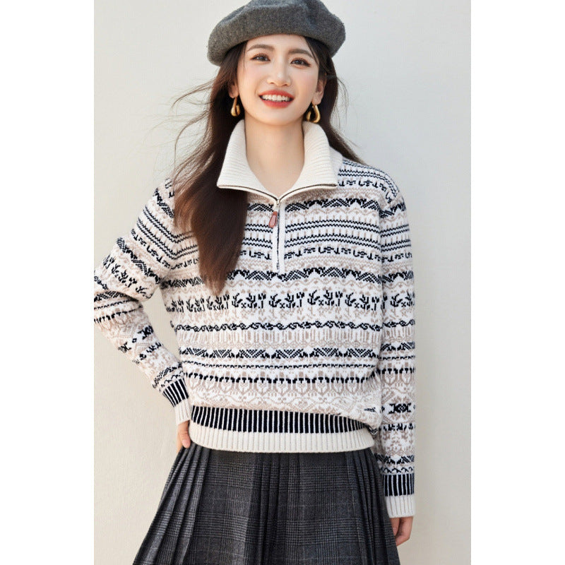 Women's Retro Jacquard Embroidered Knitwear