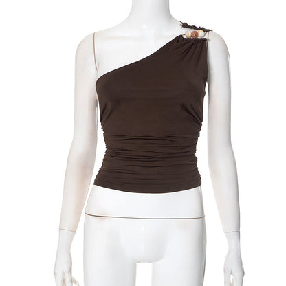 Women's One-shoulder Cropped Tank Top Top