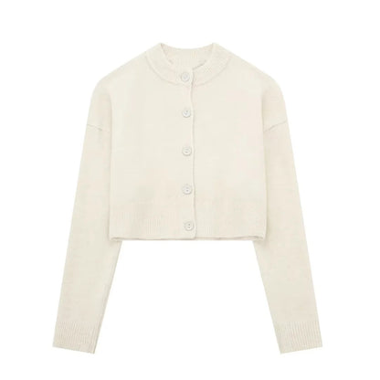 Women's Fashion Temperament Decorated Row Button Knitted Cardigan Coat Sweater