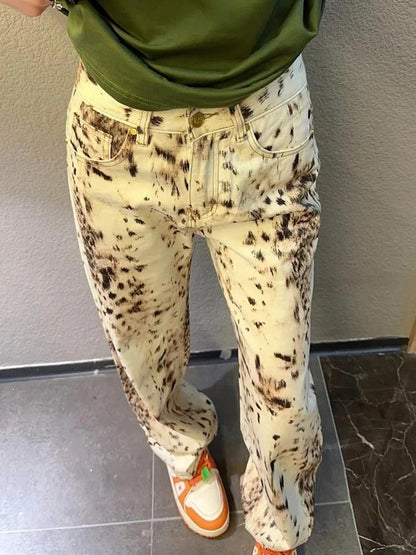 New Vintage Leopard Print Women's Jeans