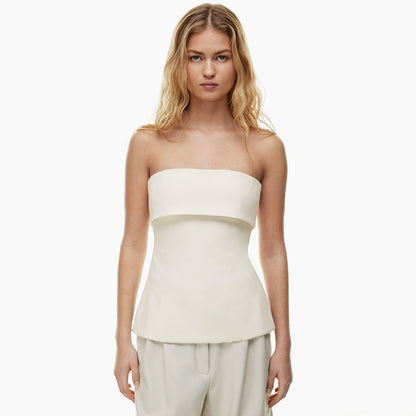 Tube Top Backless Slim Fit Slit T-shirt Top