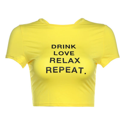 Womens American Round Neck Short Sleeve