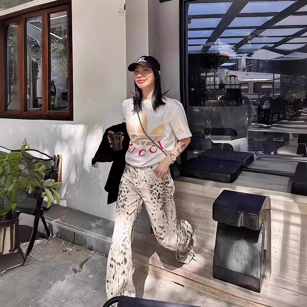 New Vintage Leopard Print Women's Jeans