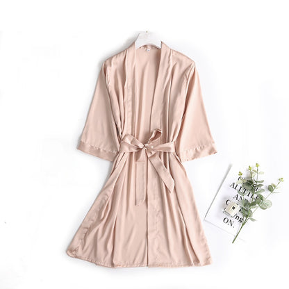 New Summer Robe Lace-up Ice Silk Women