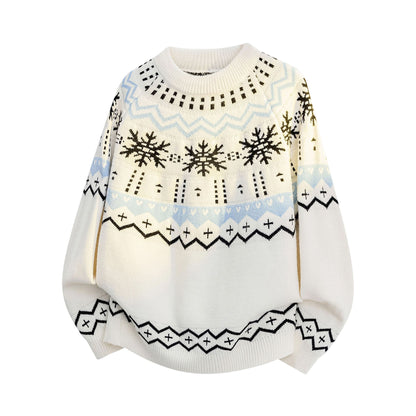 Mens Knitted Sweater With Snowflake Design